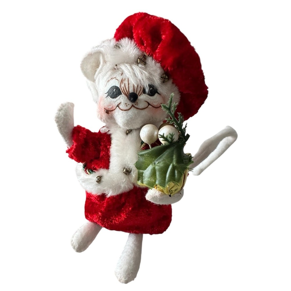 NWT Annalee 75th Anniversary 6" Crushed Velour Mrs. Mouse 2010 Christmas Present